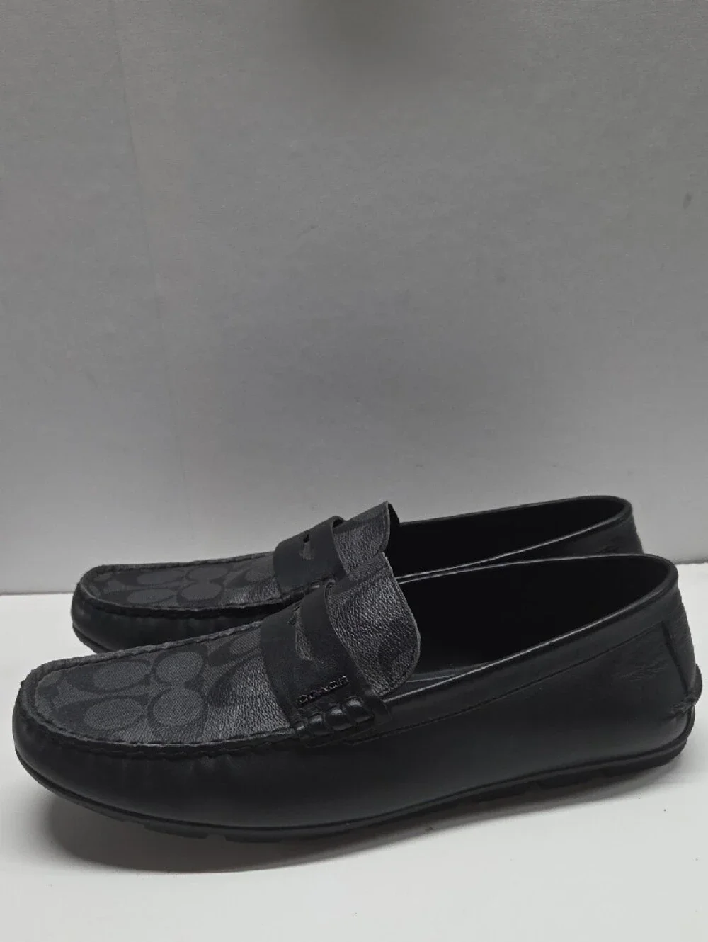 Coach Men’s Black Signature Canvas Penny Loafers Size 42 / 9D